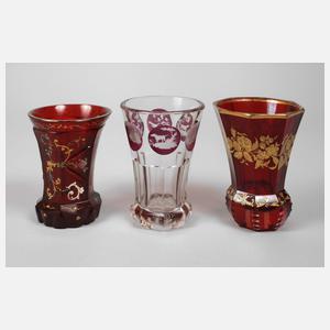 Drei Bechergläser Biedermeier