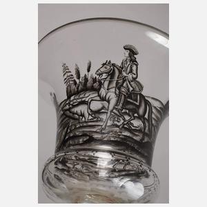 Pokalvase Schwarzlotmalerei