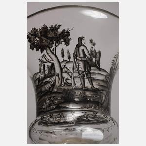 Pokalvase Schwarzlotmalerei