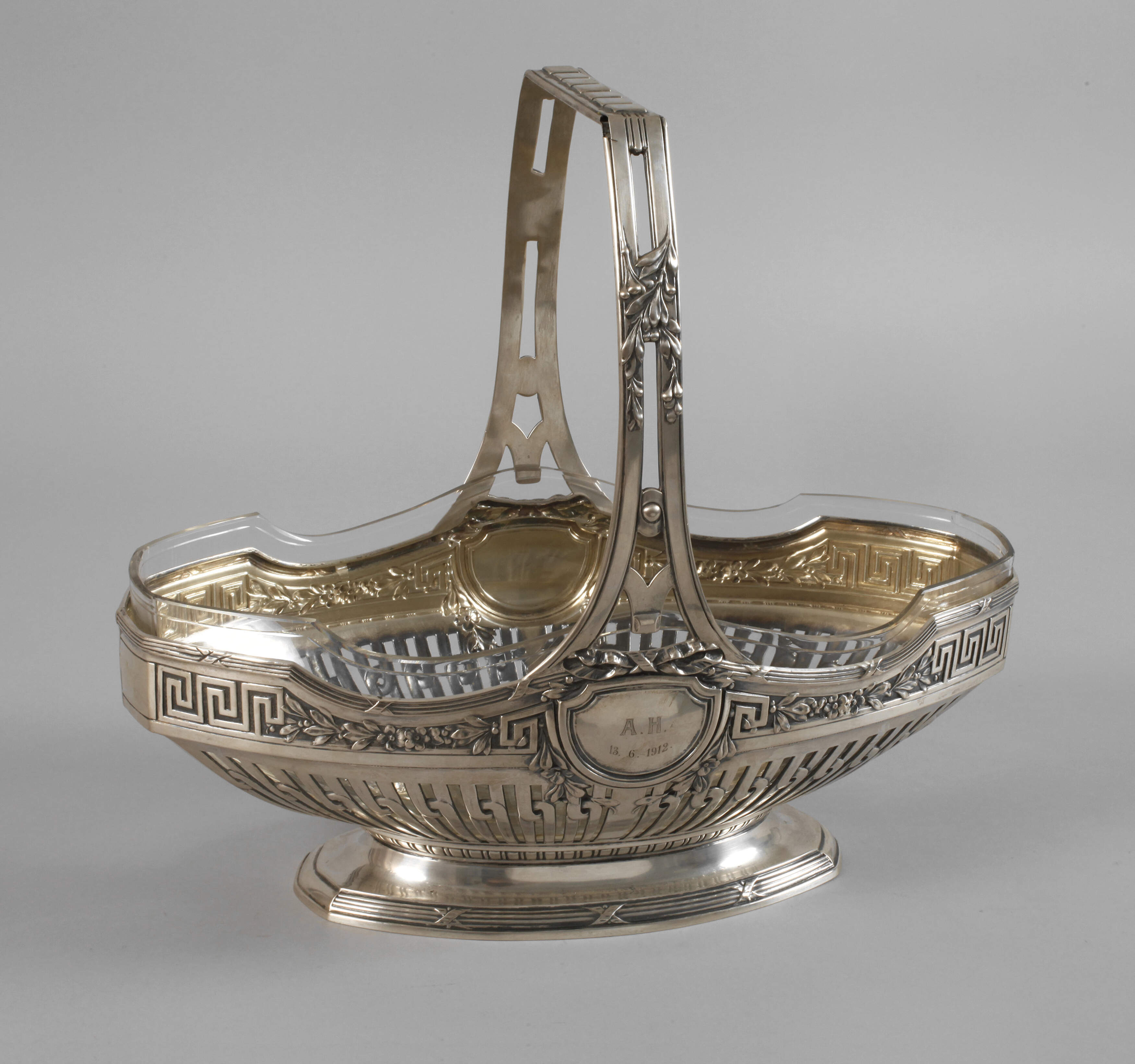 Silber Jardiniere mit Glaseinsatz