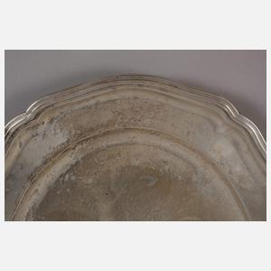 Großes handgetriebenes Silbertablett