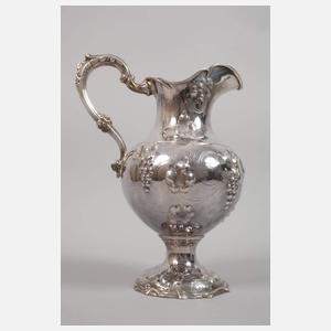 Silber bauchige Schenkkanne mit Weinlaubdekor