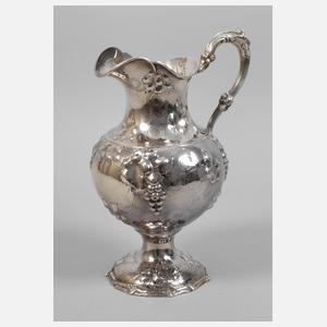 Silber bauchige Schenkkanne mit Weinlaubdekor