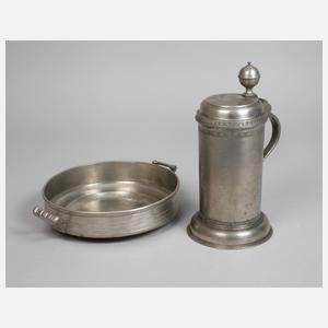 Zinnwalzenkrug Döbeln und Schale