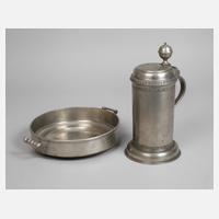 Zinnwalzenkrug Döbeln und Schale111