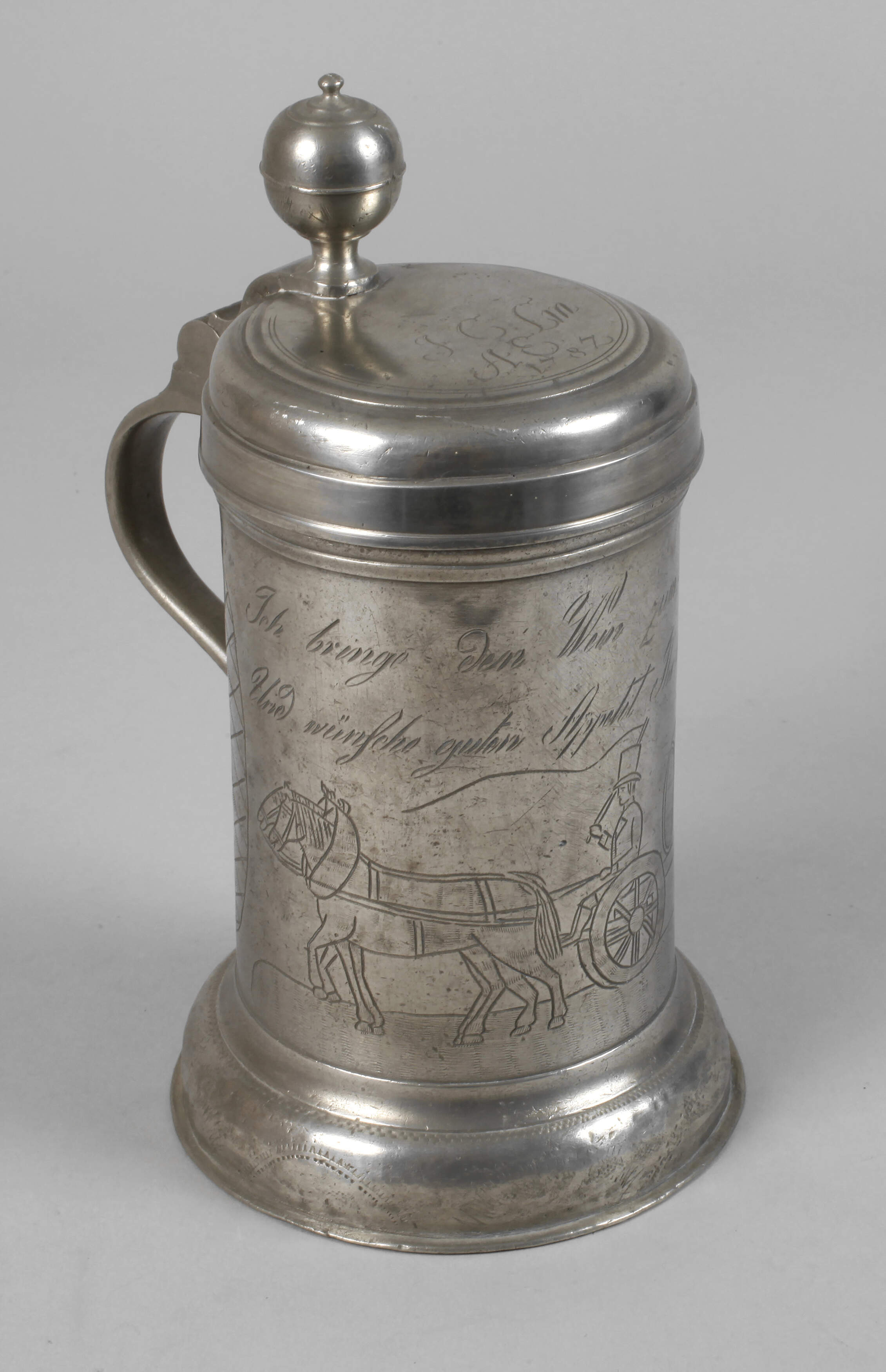 Zinnwalzenkrug zur Hochzeit