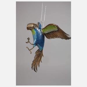 Silber Papagei in Cloisonnétechnik