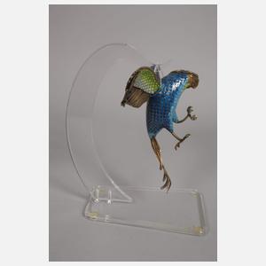 Silber Papagei in Cloisonnétechnik