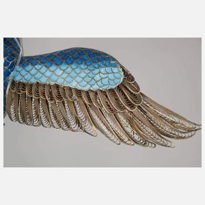 Silber Papagei in Cloisonnétechnik