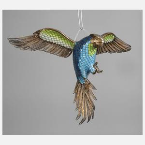 Silber Papagei in Cloisonnétechnik