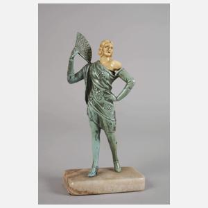 Chryselephantin Fächertänzerin Art déco