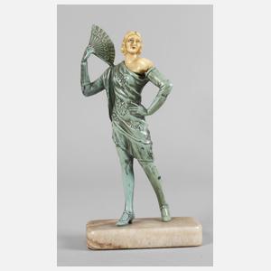 Chryselephantin Fächertänzerin Art déco