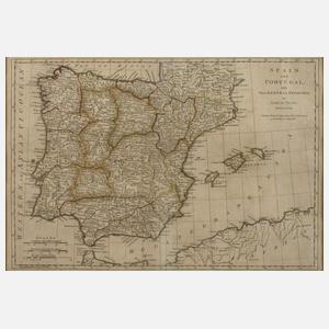 Kupferstichkarte Spanien und Portugal