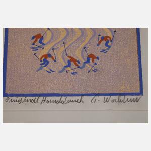 Peter Waldner, Fünf Skifahrer am Hang