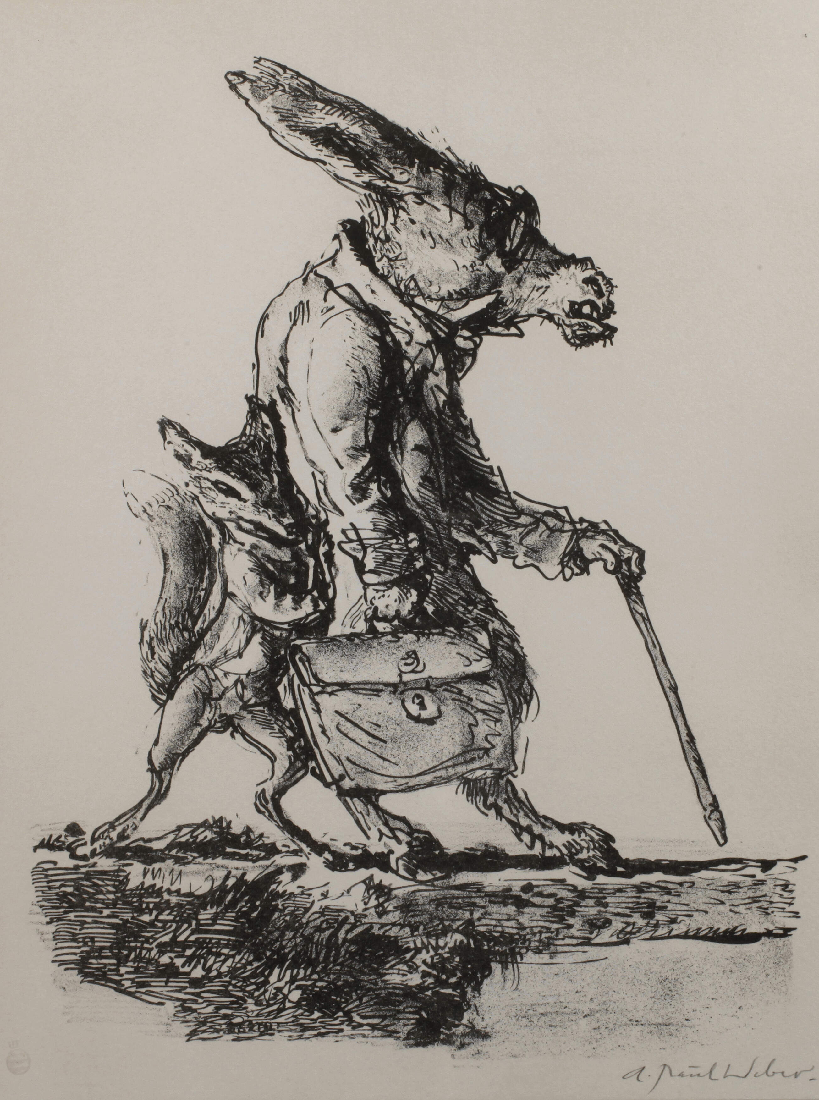 Prof. A. Paul Weber, Der Fuchs und der Esel