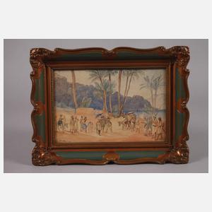 Grothe, Paar Aquarelle Kolonialzeit