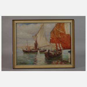 M. Langewand, Fischerboote an der Küste