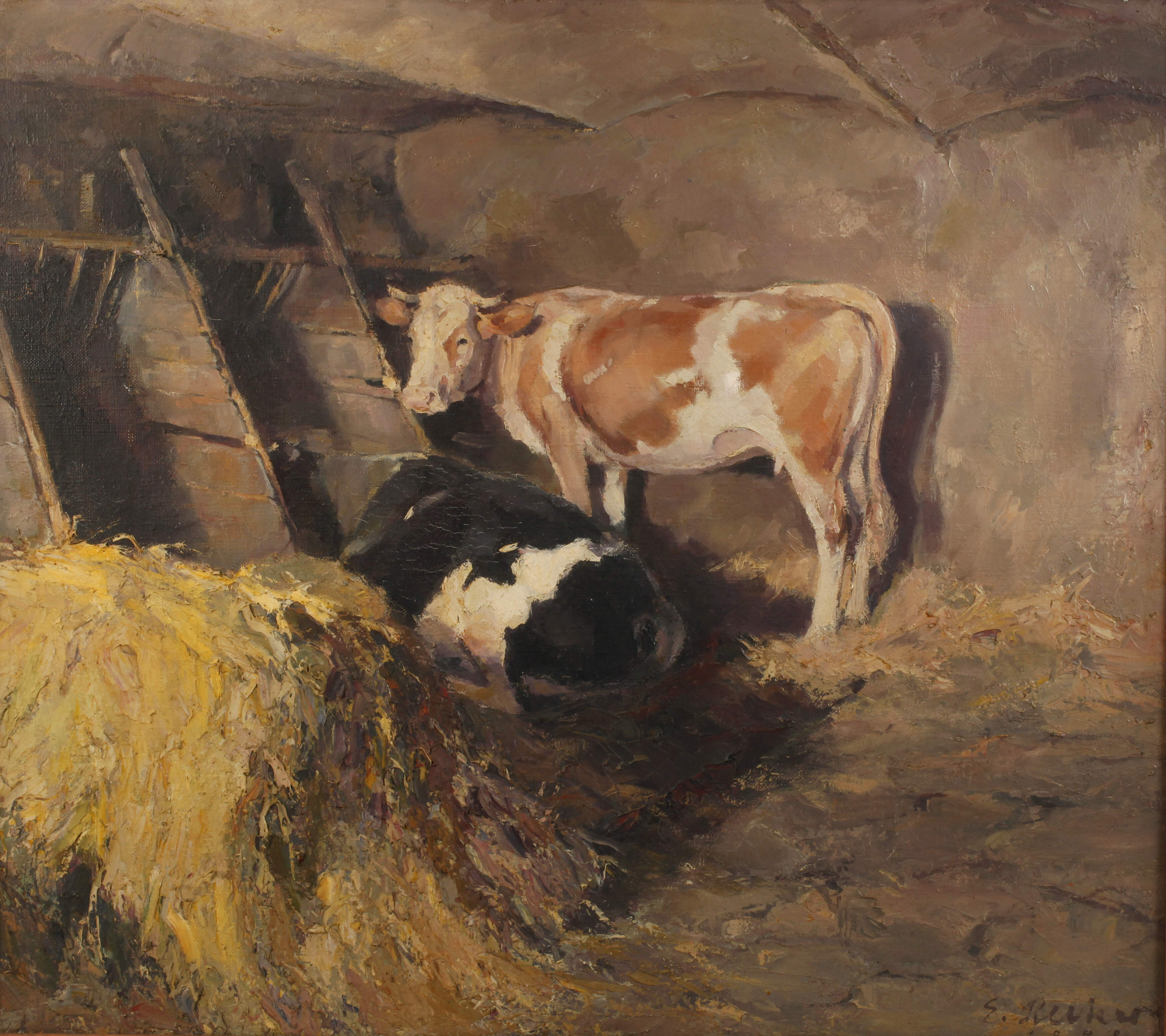 Ernst Hecker, Kühe im Stall
