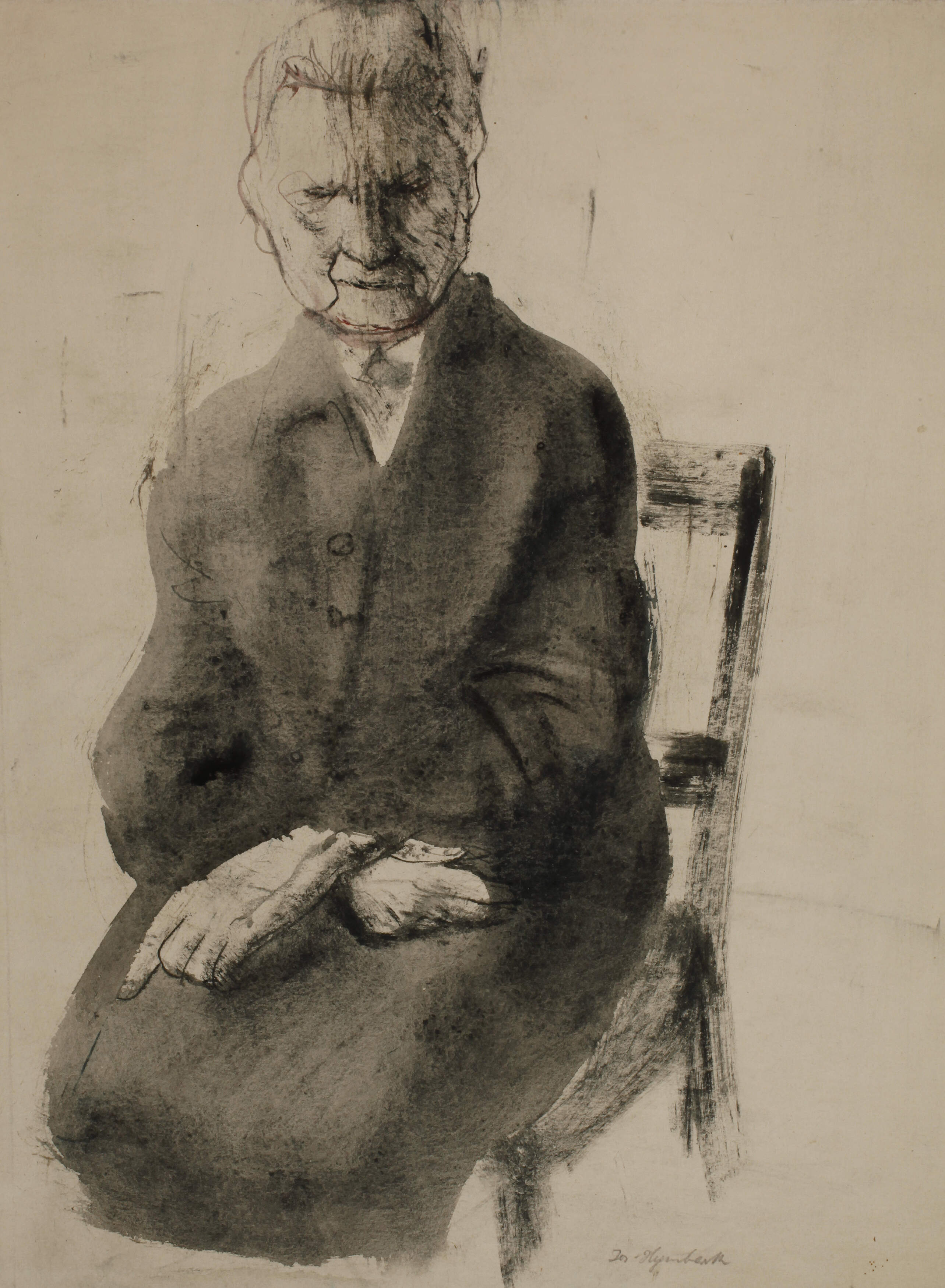 Prof. Josef Hegenbarth, Sitzende alte Dame