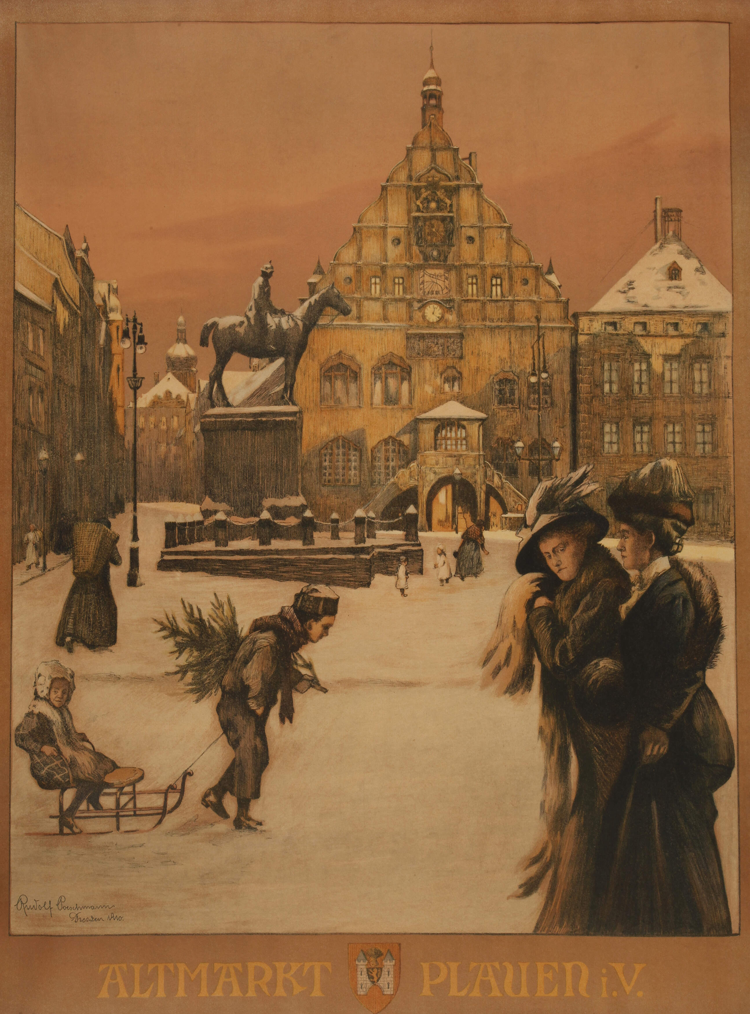Rudolf Poeschmann, Altmarkt von Plauen im Winter