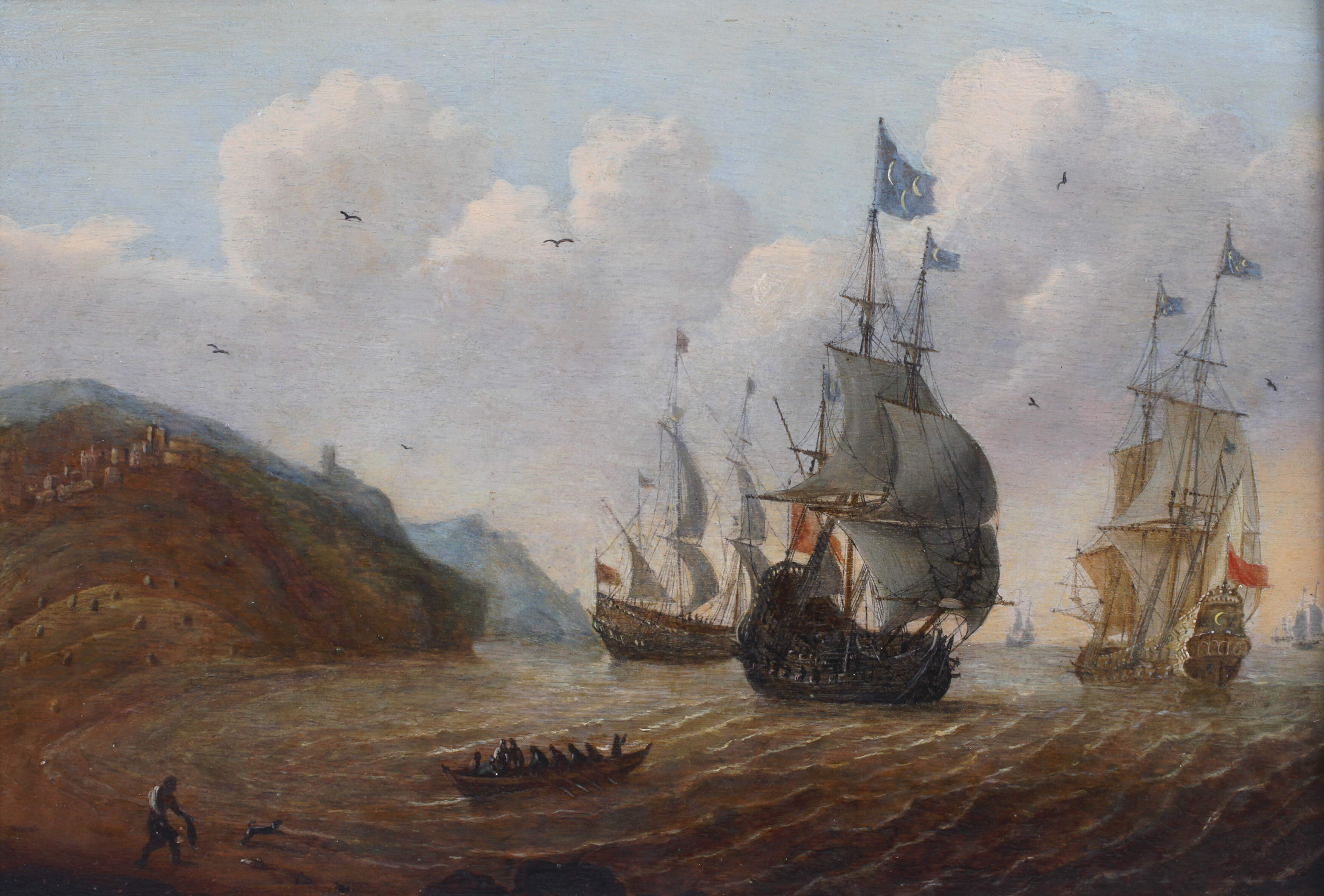 Bonaventura Peeters, attr., Anlandende Galeonen