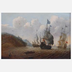 Bonaventura Peeters, attr., Anlandende Galeonen