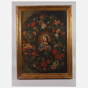 Mutter Gottes in einer Blumengirlande