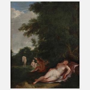 Mechau, attr., Nymphen am Waldsee