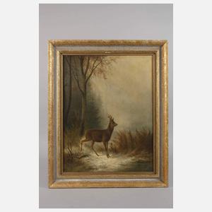Ludwig Voltz, attr., Rehe in Winterlandschaft