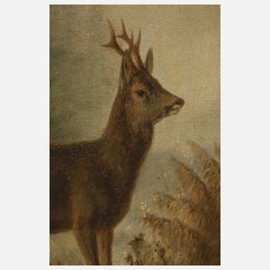 Ludwig Voltz, attr., Rehe in Winterlandschaft