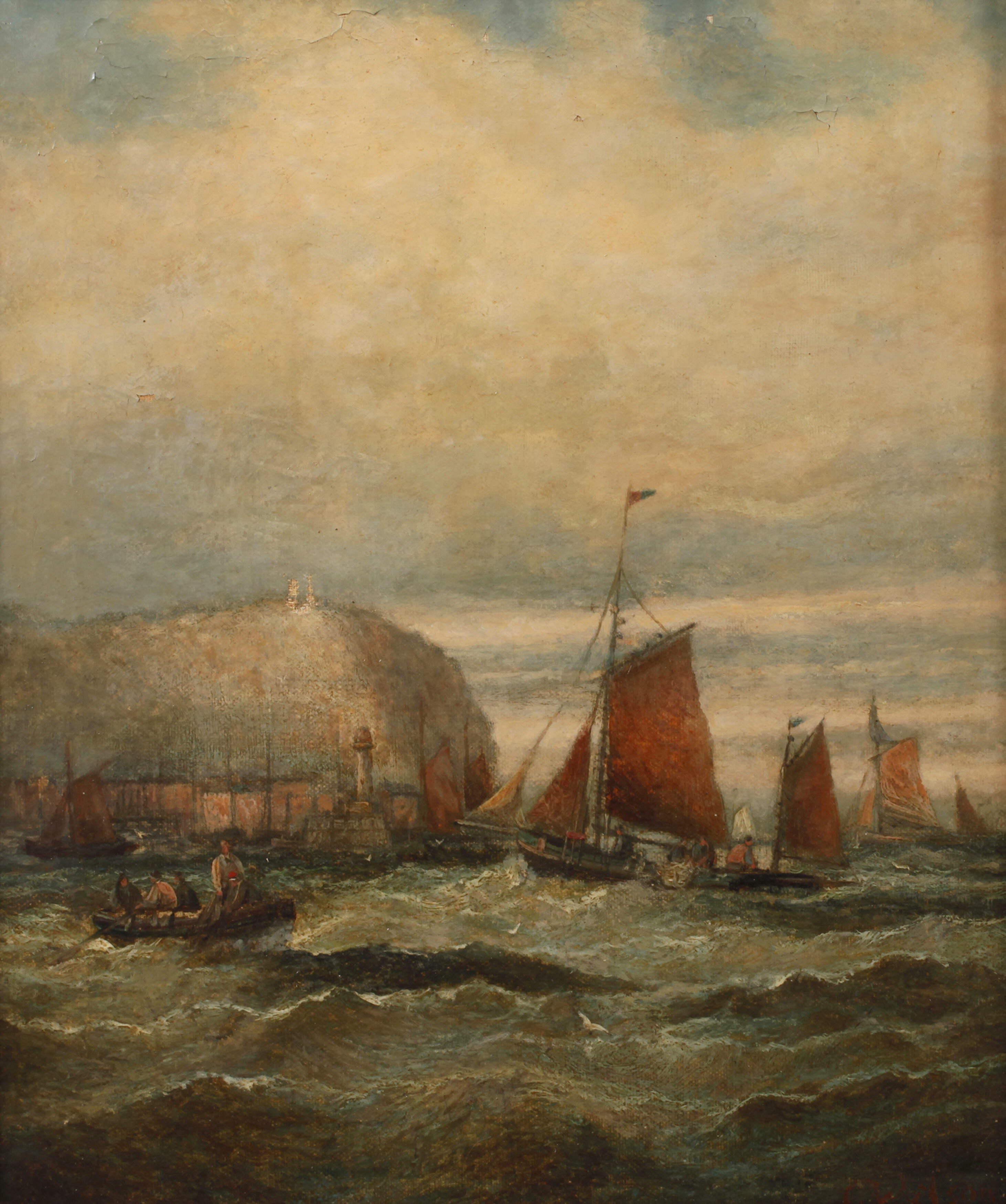 C. Watson, Segelboote vor Steilküste