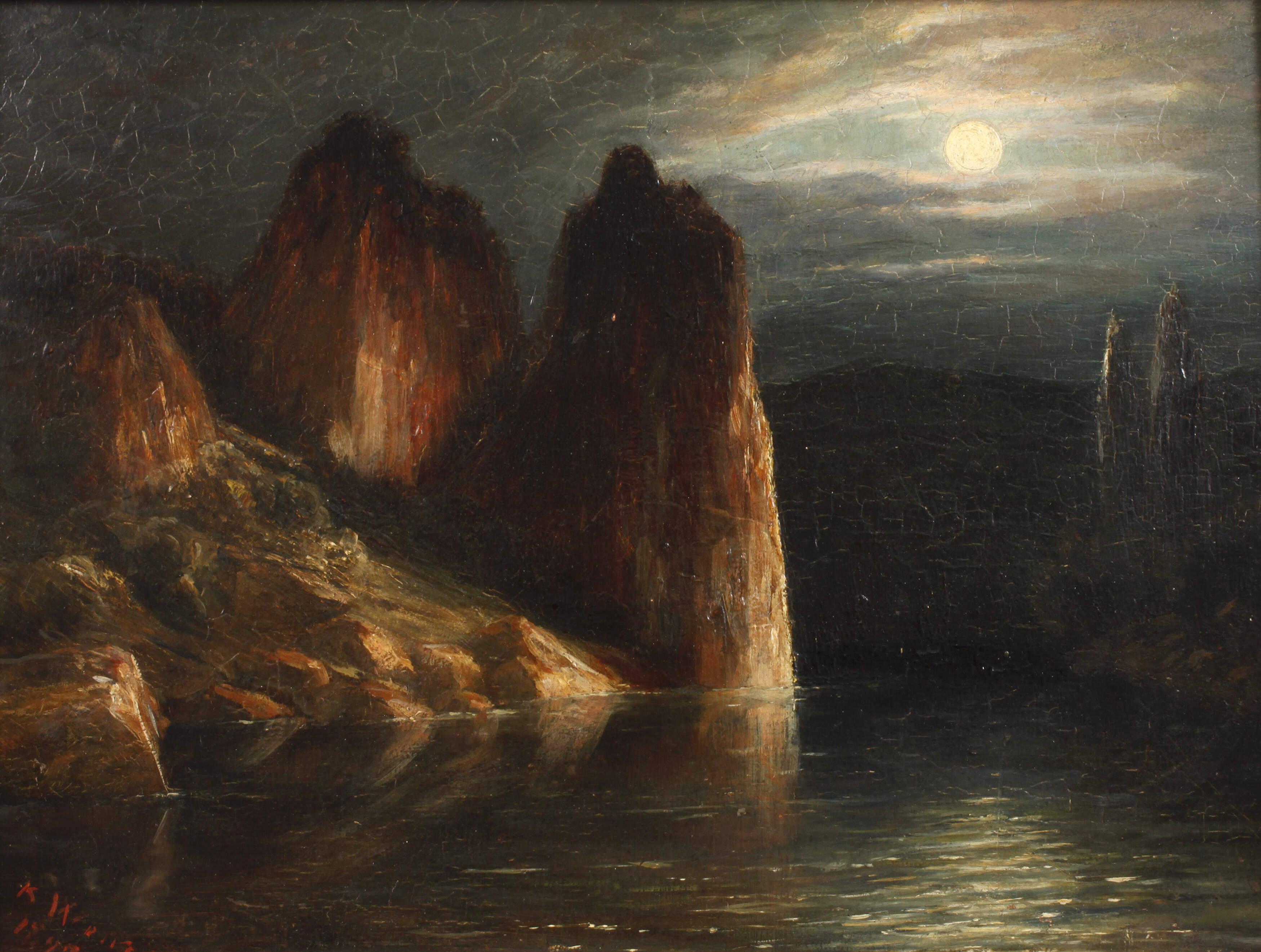 K. Wenzel, See im Mondschein