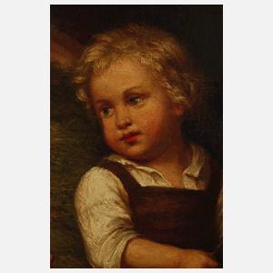 Kinder bei der Heuernte nach Ludwig Sturm