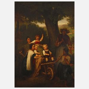 Kinder bei der Heuernte nach Ludwig Sturm