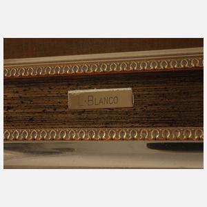 L. Blanco, Blumenstillleben mit Nymphensittich