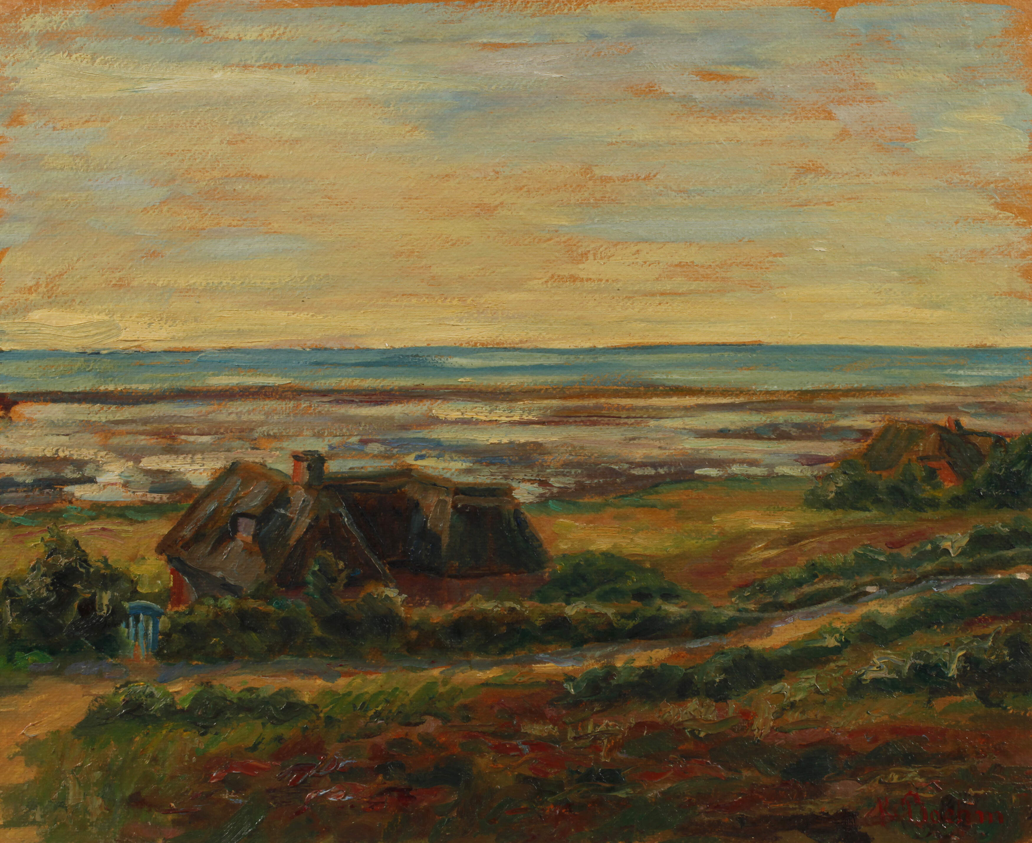 Karl Boehm, Fischerhäuser am Strand