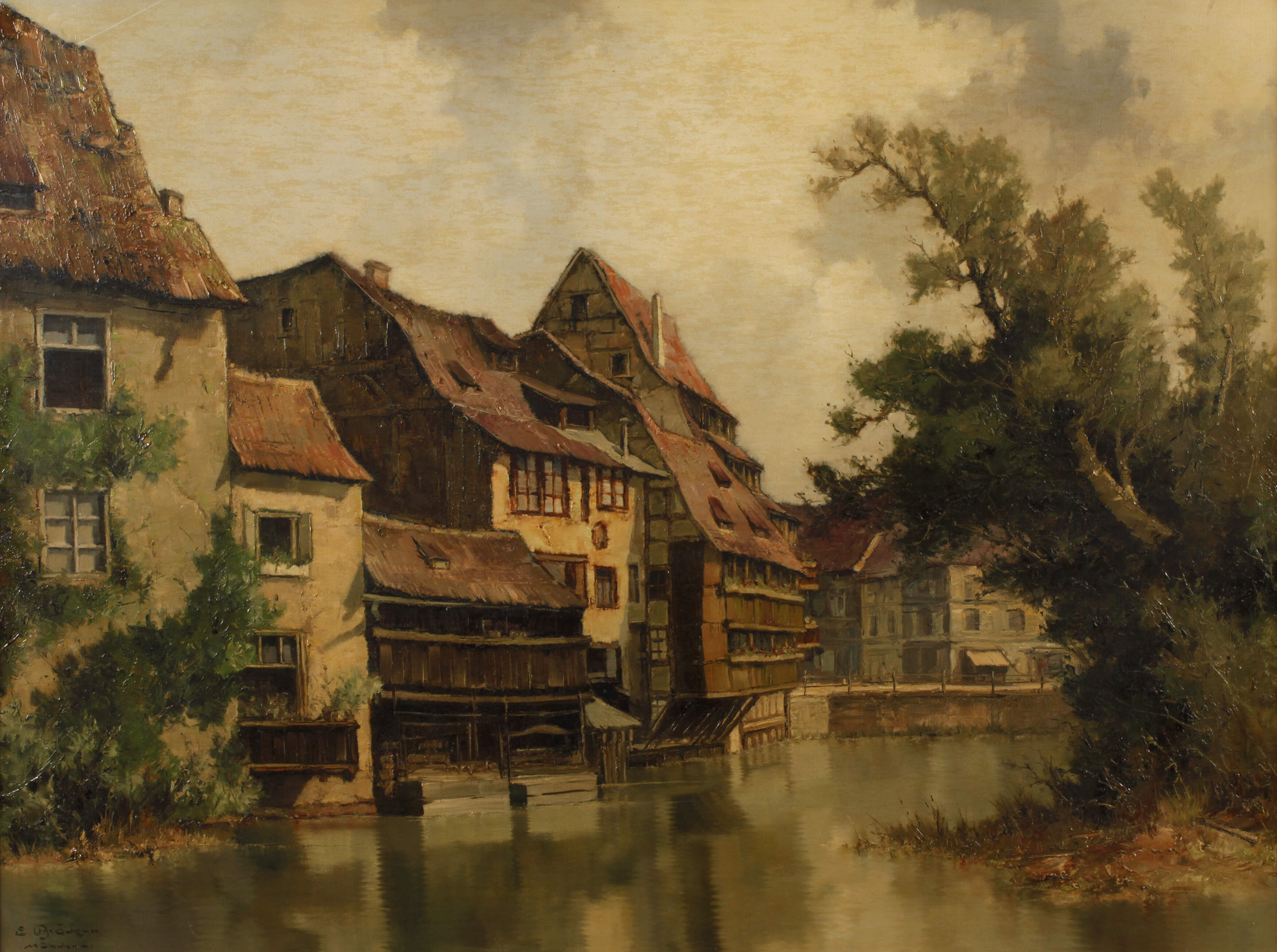 Ernst Bröcker, "Partie an der Pegnitz in Nürnberg"