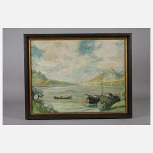 Carp, Boote am Seeufer