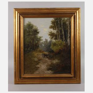 H. Eggert, Fuhrwerk in Waldlandschaft