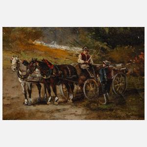 H. Eggert, Fuhrwerk in Waldlandschaft