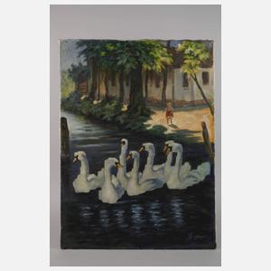 Viktor Freytag, Schwäne auf dem Fließ