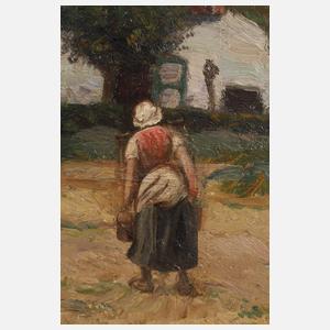 Prof. Eugen Kampf, Gehöft mit Bäuerin