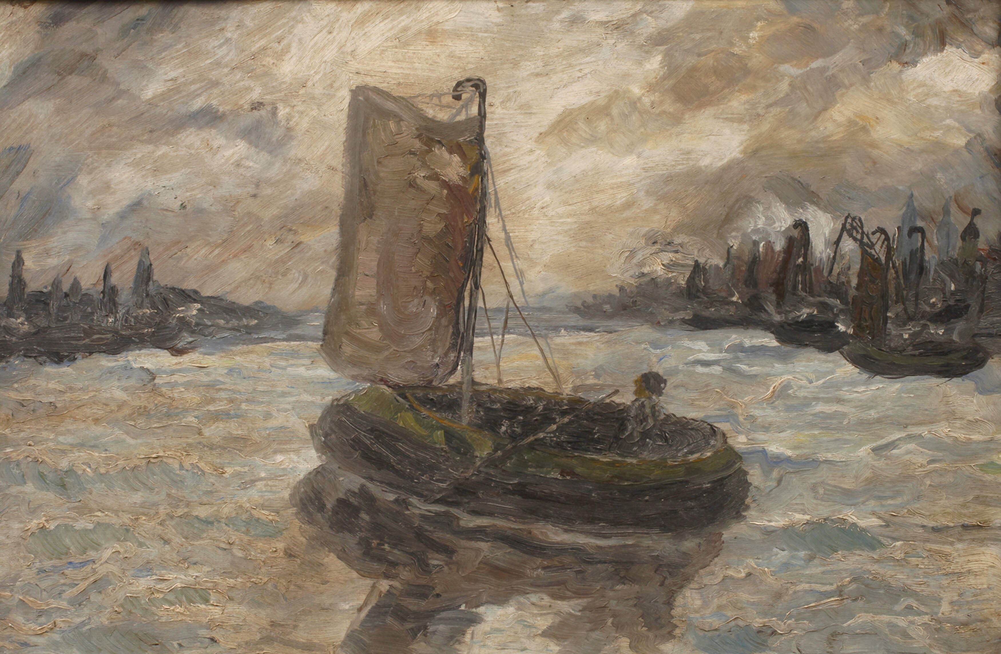 Prof. Walther Klemm, attr., Segelboot im Hafen