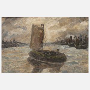 Prof. Walther Klemm, attr., Segelboot im Hafen