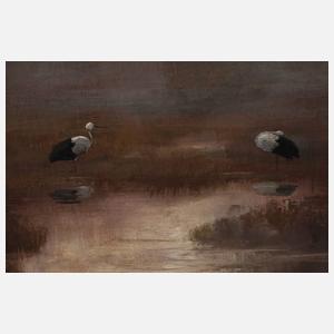 Lazlo Kezdy Kovacs, Störche am Weiher