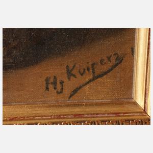 Henk Kuipers, attr., Blumenstillleben mit Weinflasche