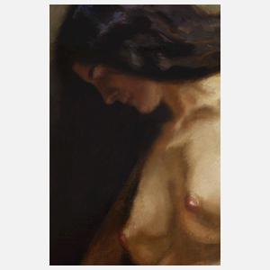 Prof. Ernst Liebermann, "Frauenakt mit blauen Astern"