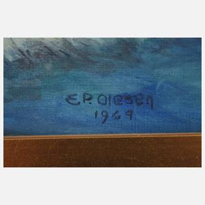 E. P. Olesen, Schiffe im Abendlicht