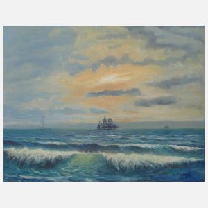 E. P. Olesen, Schiffe im Abendlicht