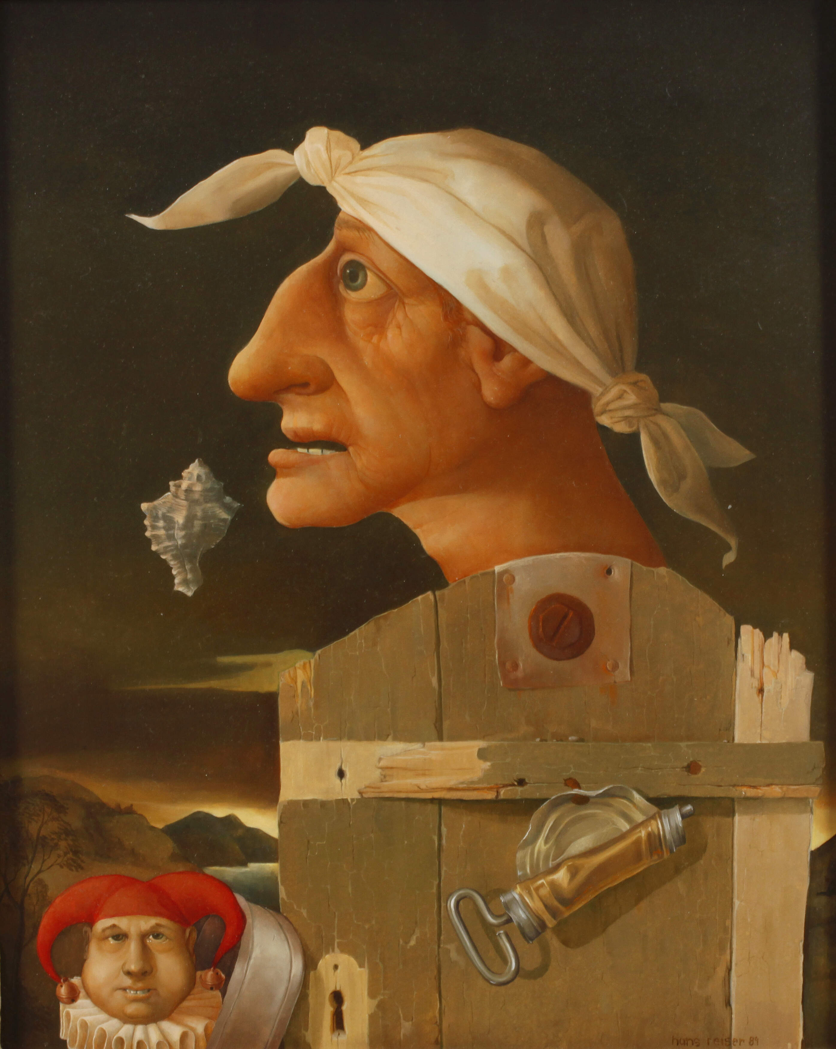 Hans Reiser, "Zwei Köpfe vor Landschaft"